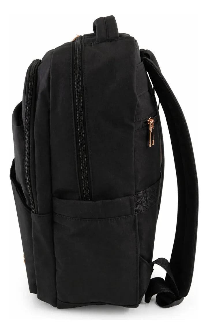 Mochila Lluvia Negra Ejecutiva Con Bolsillos Laterales Funcional