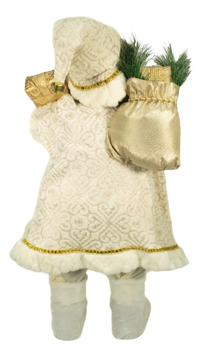 Santa Navideño Grande Elegante En Tonos Dorados 80x40x15 Cm