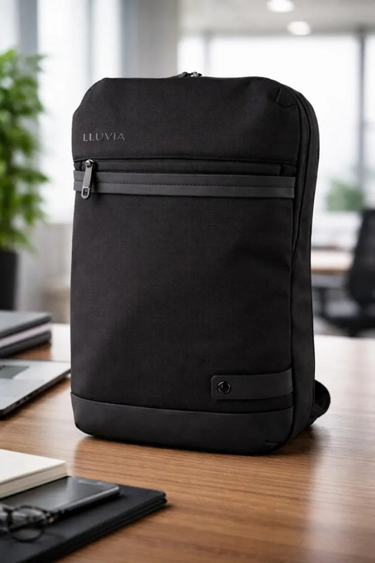 Mochila Lluvia Negra Oficina Minimalista 3 Cierres