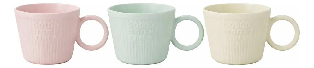 Taza Good Time En Tonos Pastel Rosa Menta Y Crema 350 Ml