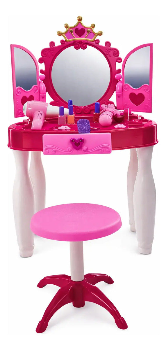 Tocador Infantil Glamour Mirror Con Varita Mágica 22 Piezas