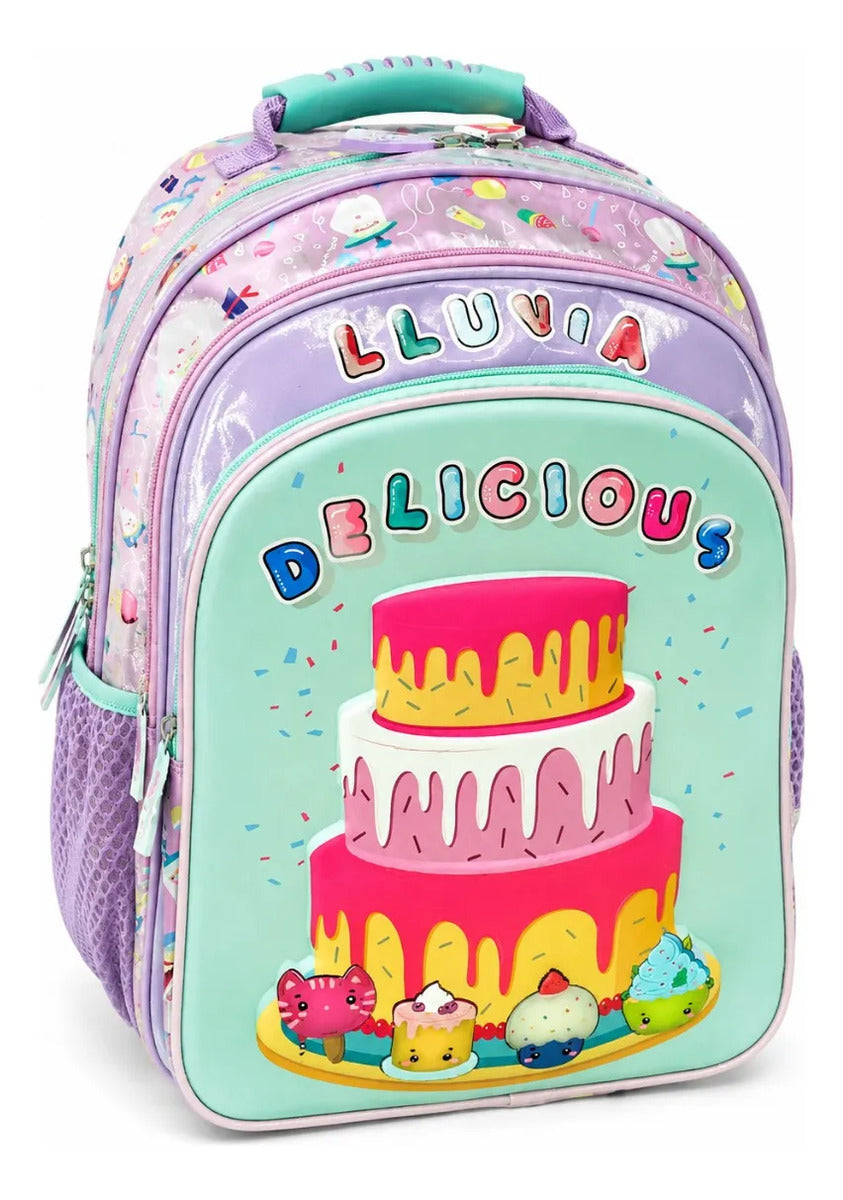 Set Mochila Escolar Tres Piezas Lluvia Pastel De Colores