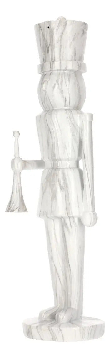 Cascanueces Lluvia Blanco Marmoleado con Trompeta 35 cm