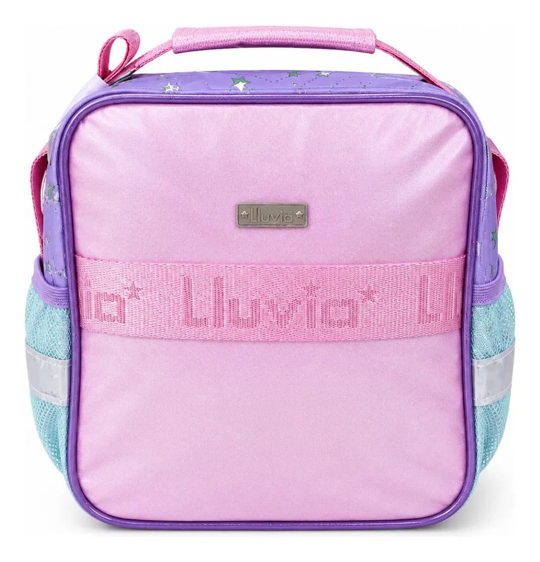 Lonchera Termica Escolar Lluvia Conejita Luz Led Y Spiner