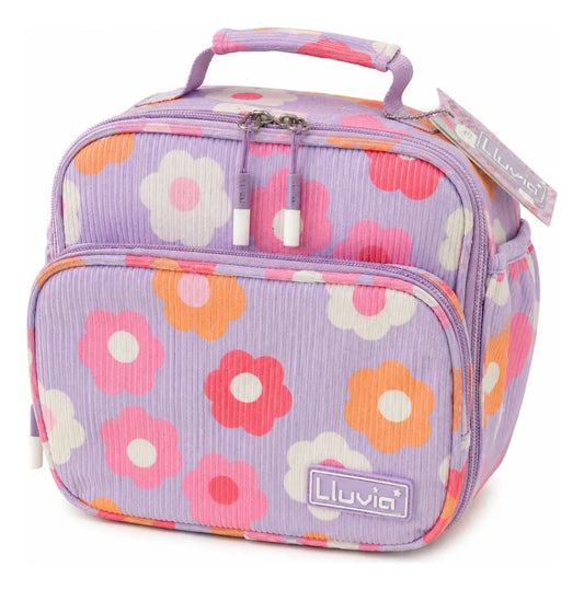 Lonchera Lluvia Floral Lila Pastel Con Flores Multicolor