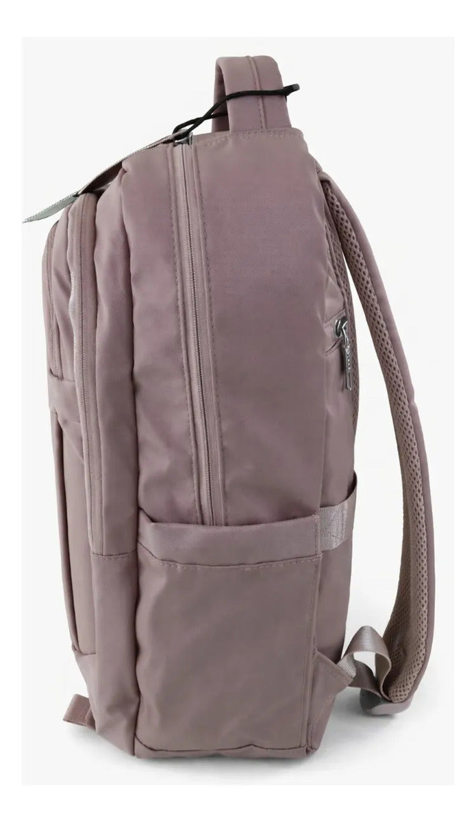 Mochila Lluvia Rosa Nude Profesional Con Detalles Plateados