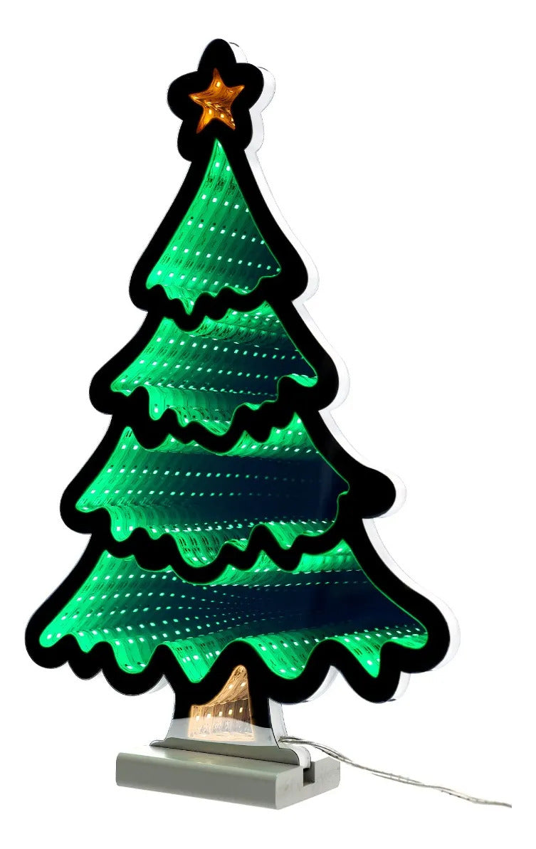Figura Navideña Lluvia Árbol Verde 132 Luces 45 cm