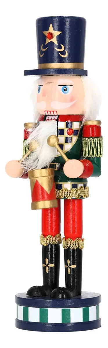 Cascanueces Navideño Soldado Tamborilero de Madera 25 Cm
