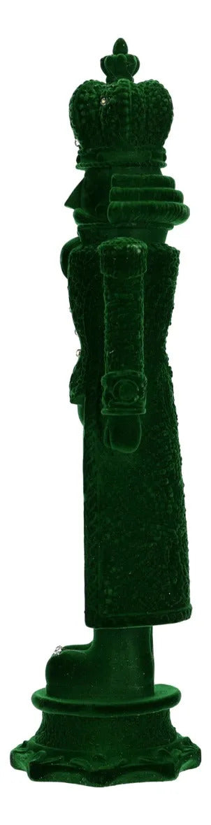 Cascanueces Navideño lluvia Verde Esmeralda Terciopelo 40 Cm