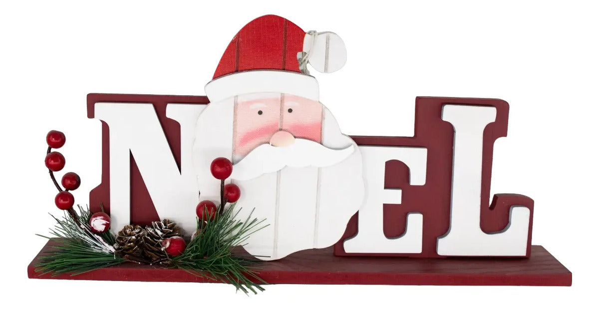 Letrero Navideño Con Figura Noel 40x2x53 Cm Marca Lluvia