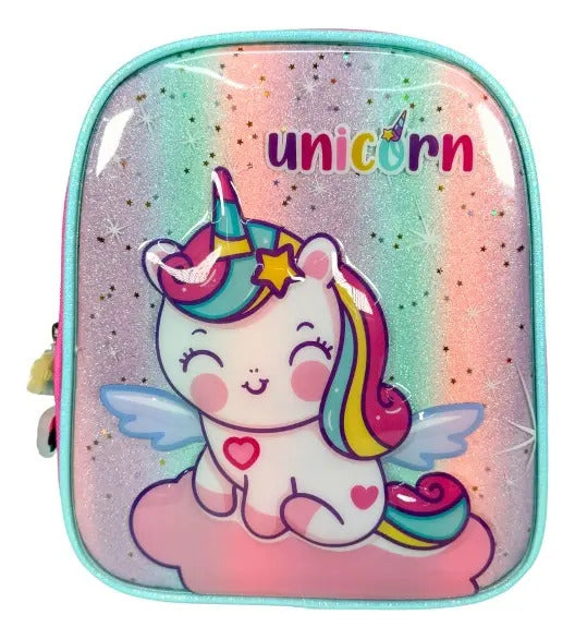 Mochila Primaria Set 3 Piezas Marca Lluvia Unicornio