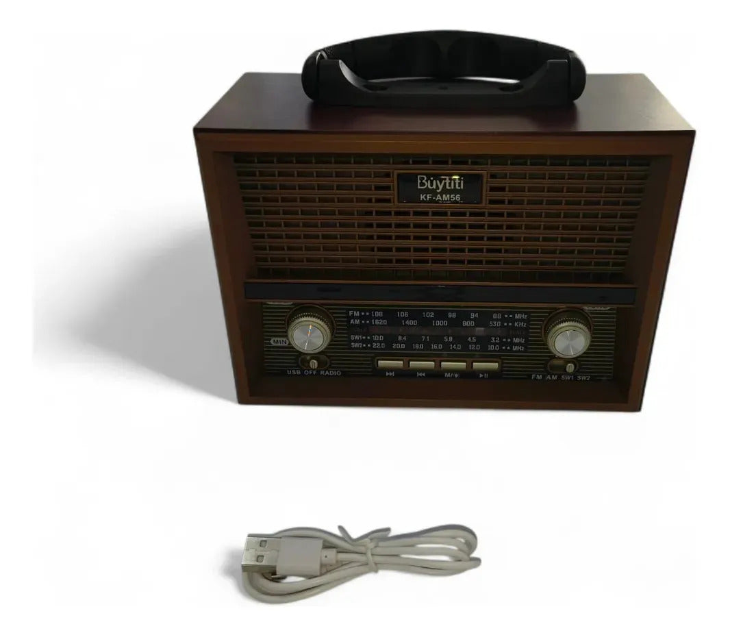Radio Vintage Bluetooth Portátil Am Fm Con Usb Y Micro Sd Marrón