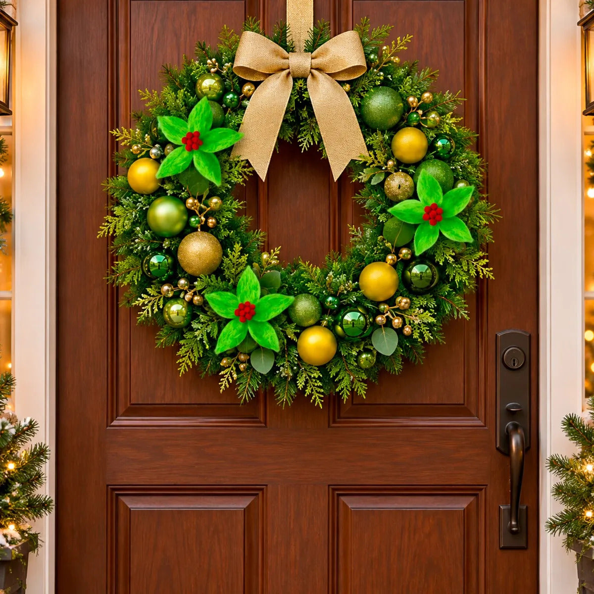 Nochebuena Navideña Lluvia Verde Grinch con Bayas 40cm