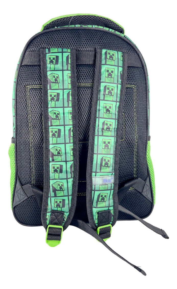 Paquete 3 Piezas Mochila Minecraft Ruz Verde Primaria