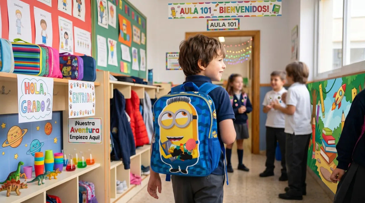 Mochila Ruz Minions Diseño Azul Y Amarillo Para Primaria