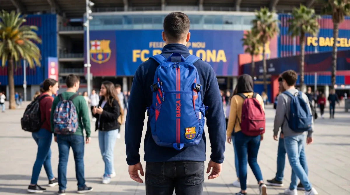 Mochila Fc Barcelona Azul Deportiva Con Tres Compartimientos