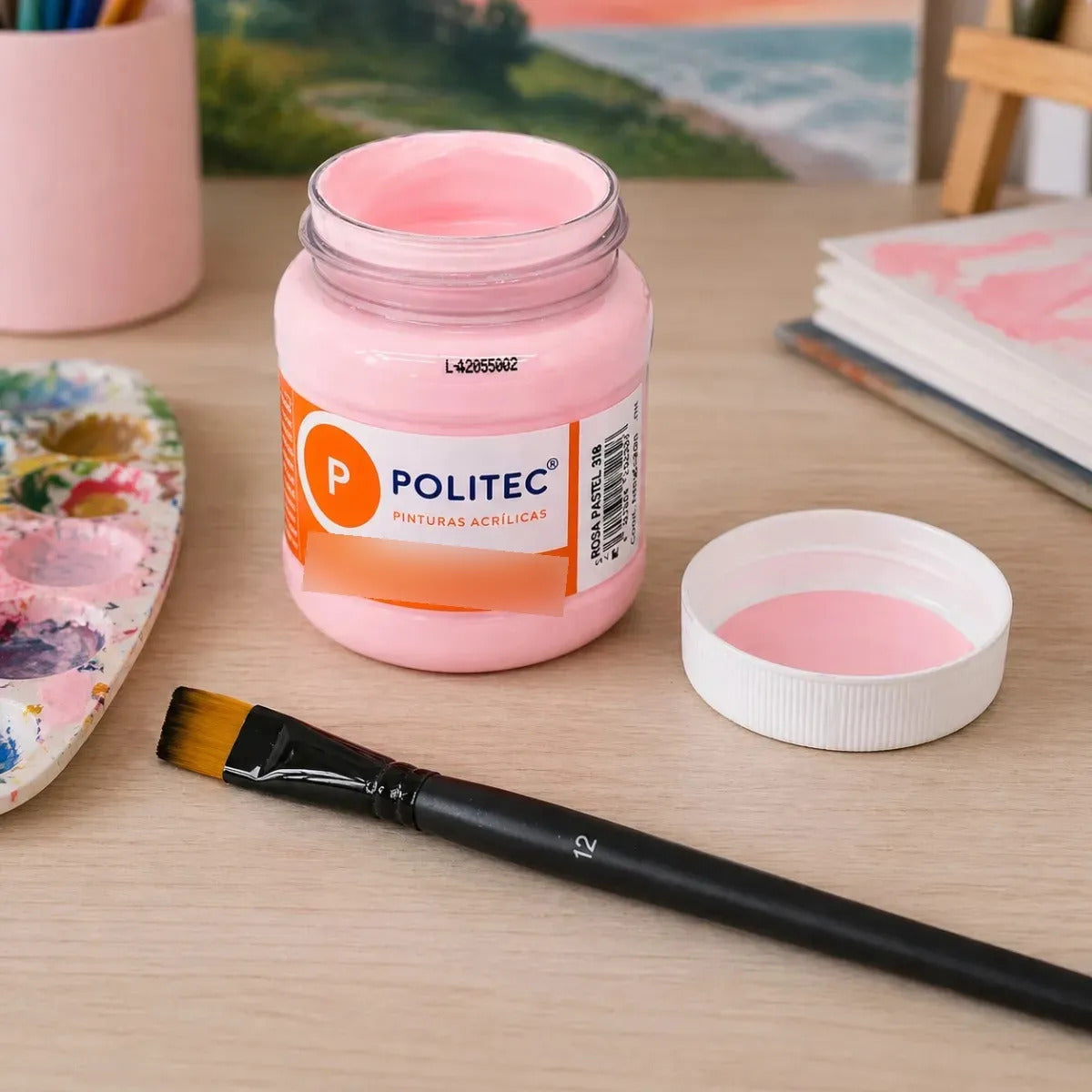 Pintura Acrilica Rosa Suave Politec 250 Ml Acabado Duradero