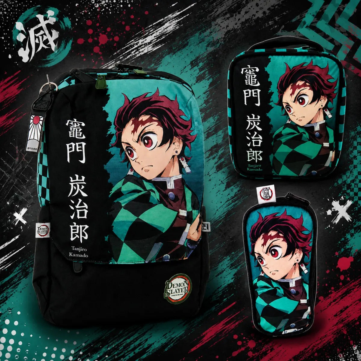Set Escolar Demon Slayer Tanjiro Mochila Lonchera Y Lapicera