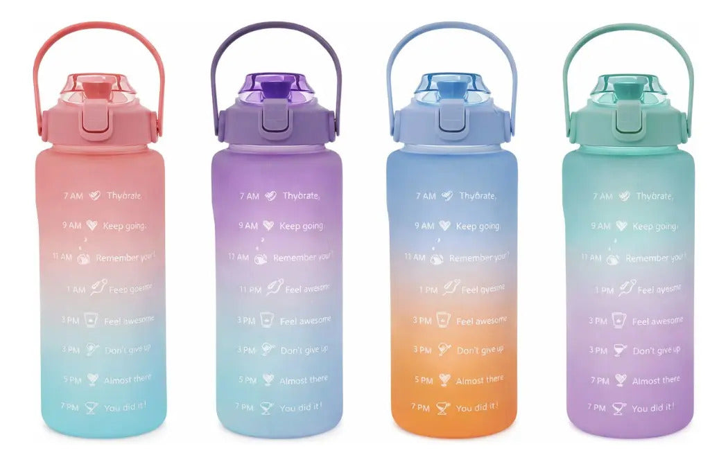 Vaso 2000ml Degradado Bpa Free Con Boquilla Y Stickers 3d
