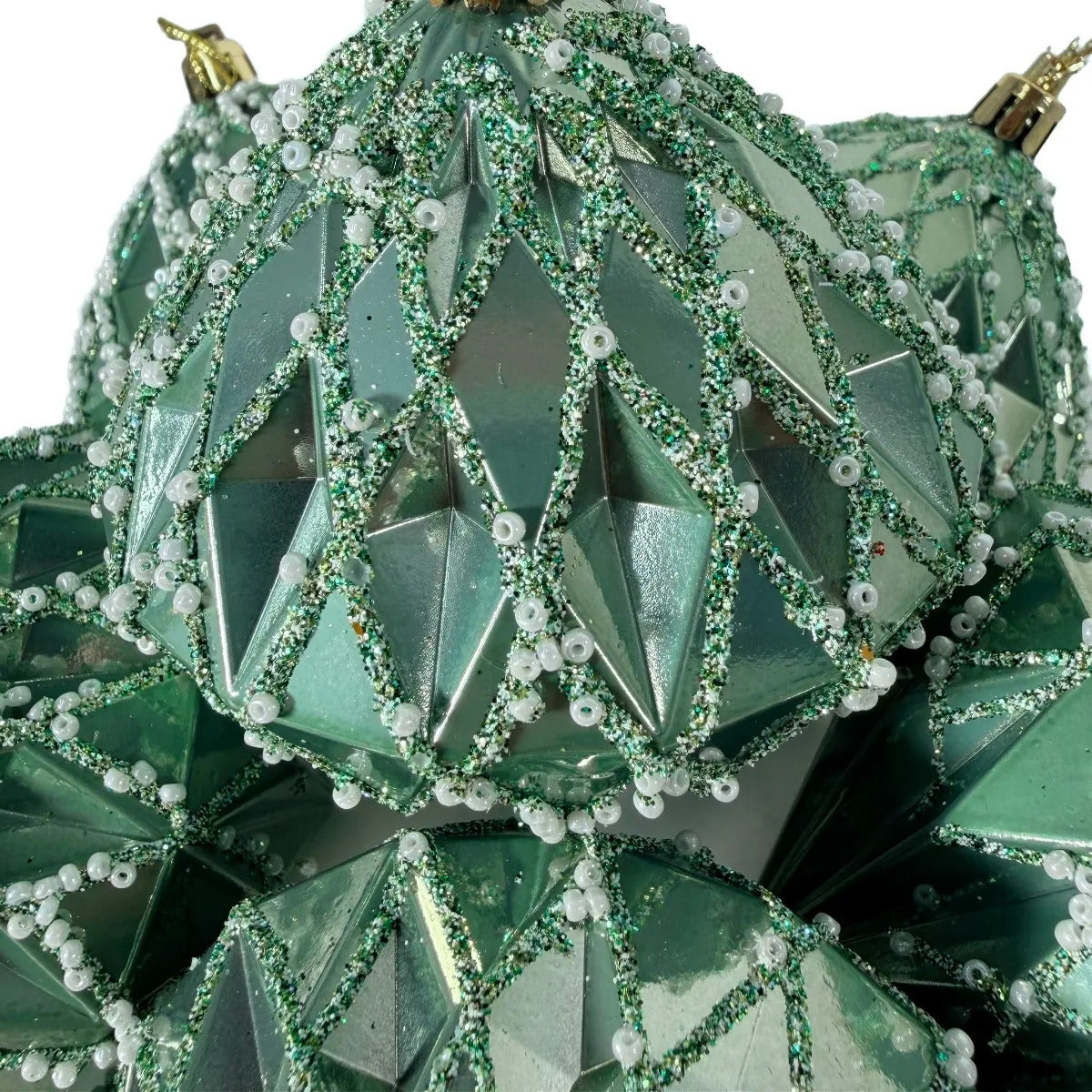 Esferas Navideñas Lluvia Light Diamante Verde 6 Piezas