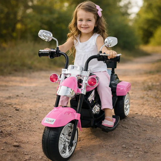 Moto Eléctrica Infantil Recargable Rosa Con Detalles