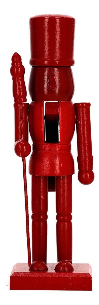 Soldado Cascanueces Lluvia De Madera Rojo Navideño 20 cm