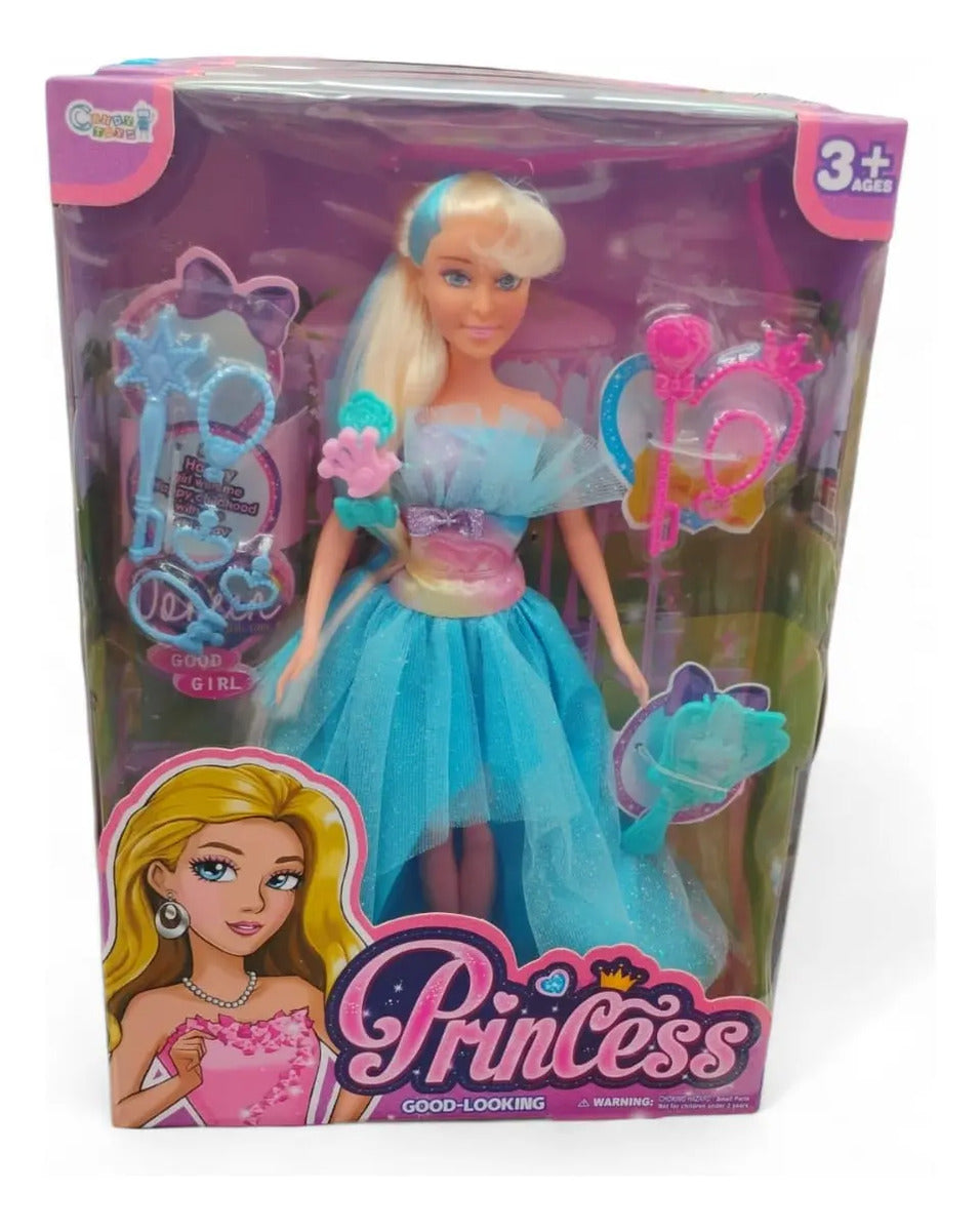 Muñeca Fashion Candy Toys Con 9 Accesorios Princesa O Sirena