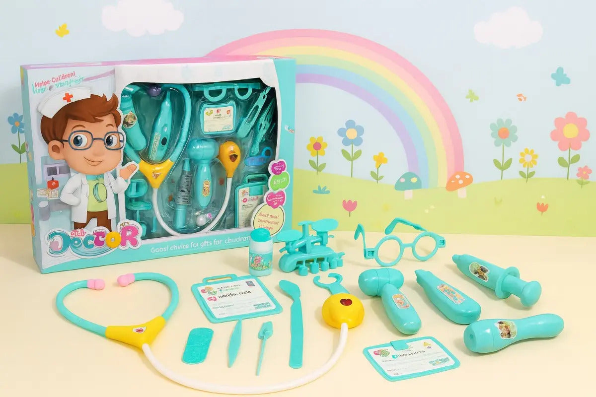 Set Doctor Infantil 15 Piezas Estetoscopio Con Luz Y Sonido