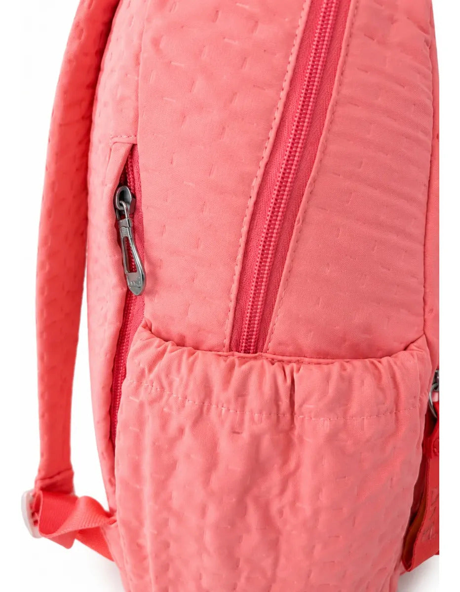 Mochila Escolar Lluvia Color Salmón Diseño Acolchado