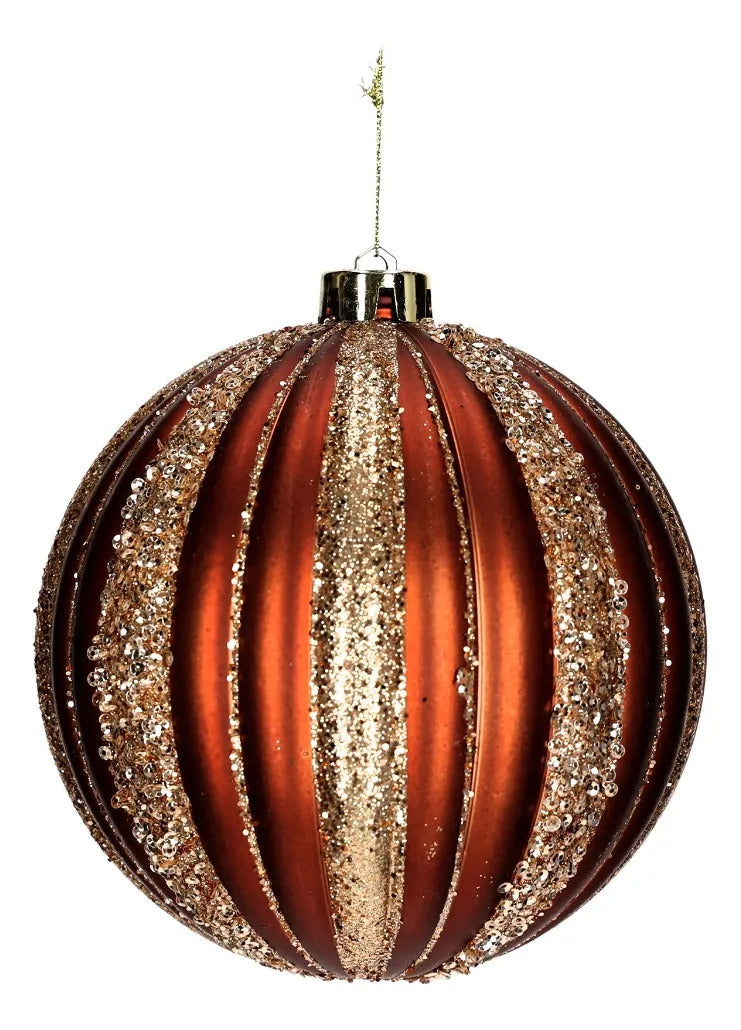 Esferas 3 Piezas lluvia Cobre Metalizado Glitter Champagne