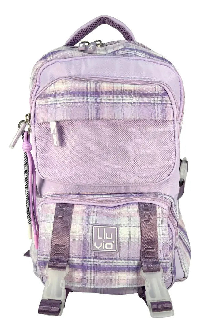 Mochila Juvenil Marca Lluvia Estilo Escoces Lila