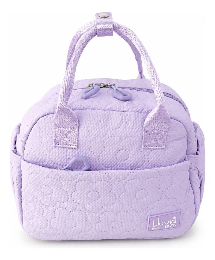 Lonchera Térmica Lluvia Lila Con Diseño Floral En Relieve
