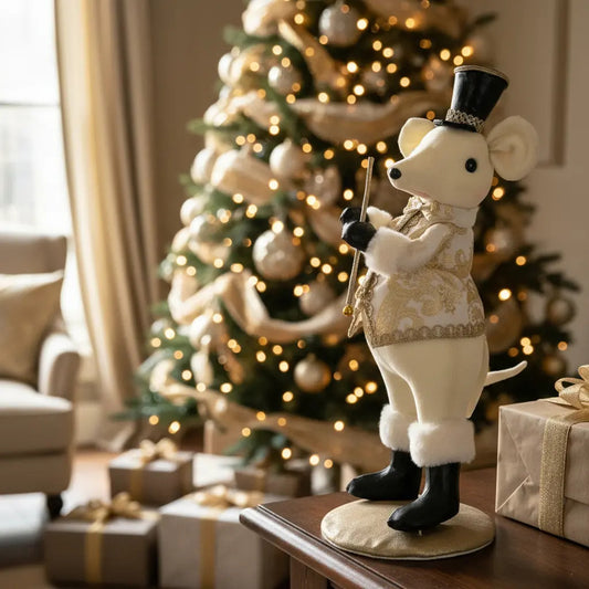 Muñeco Navideño Ratón Con Sombrero De Gala Y Traje 56x13x20