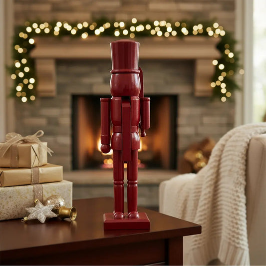 Cascanueces Rojo Navideño De Madera 2 Piezas 26x7x7