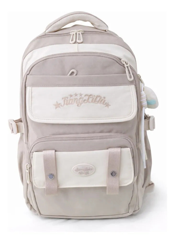 Mochila Juvenil Lluvia Café Claro Elegante Porta Laptop Antirrob