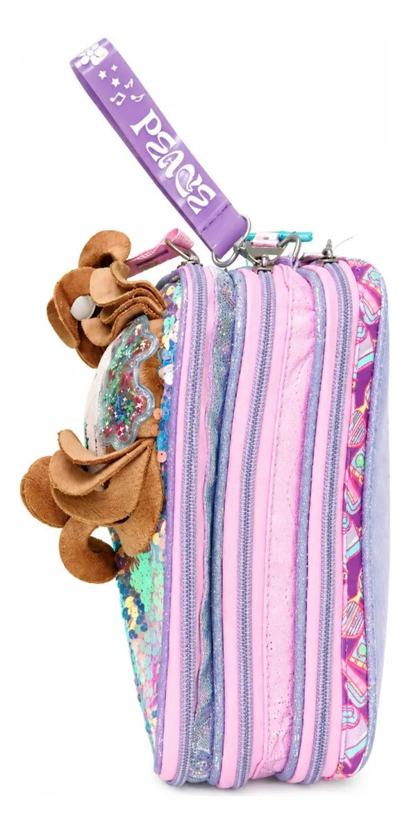 Set Escolar Lluvia Tres Piezas Con Muñeca 3d Y Lentejuela