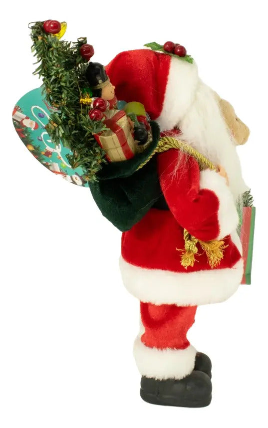 Santa Decorativo Con Osito Y Regalos Lluvia 30x13x10 Cm