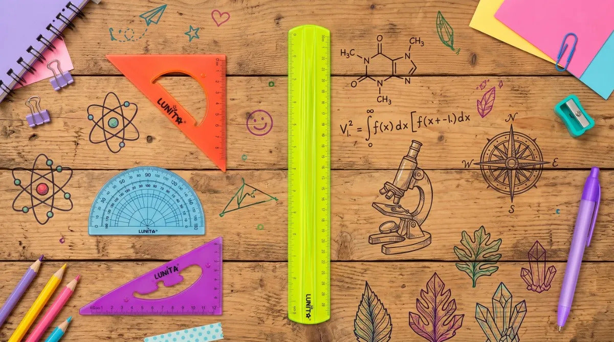 Juego De Geometría Flexible Lunita 4 Piezas Color Varios