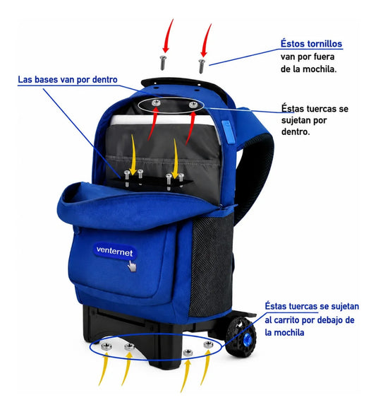 Carrito Para Mochila Morado Primaria 17 Pulgadas