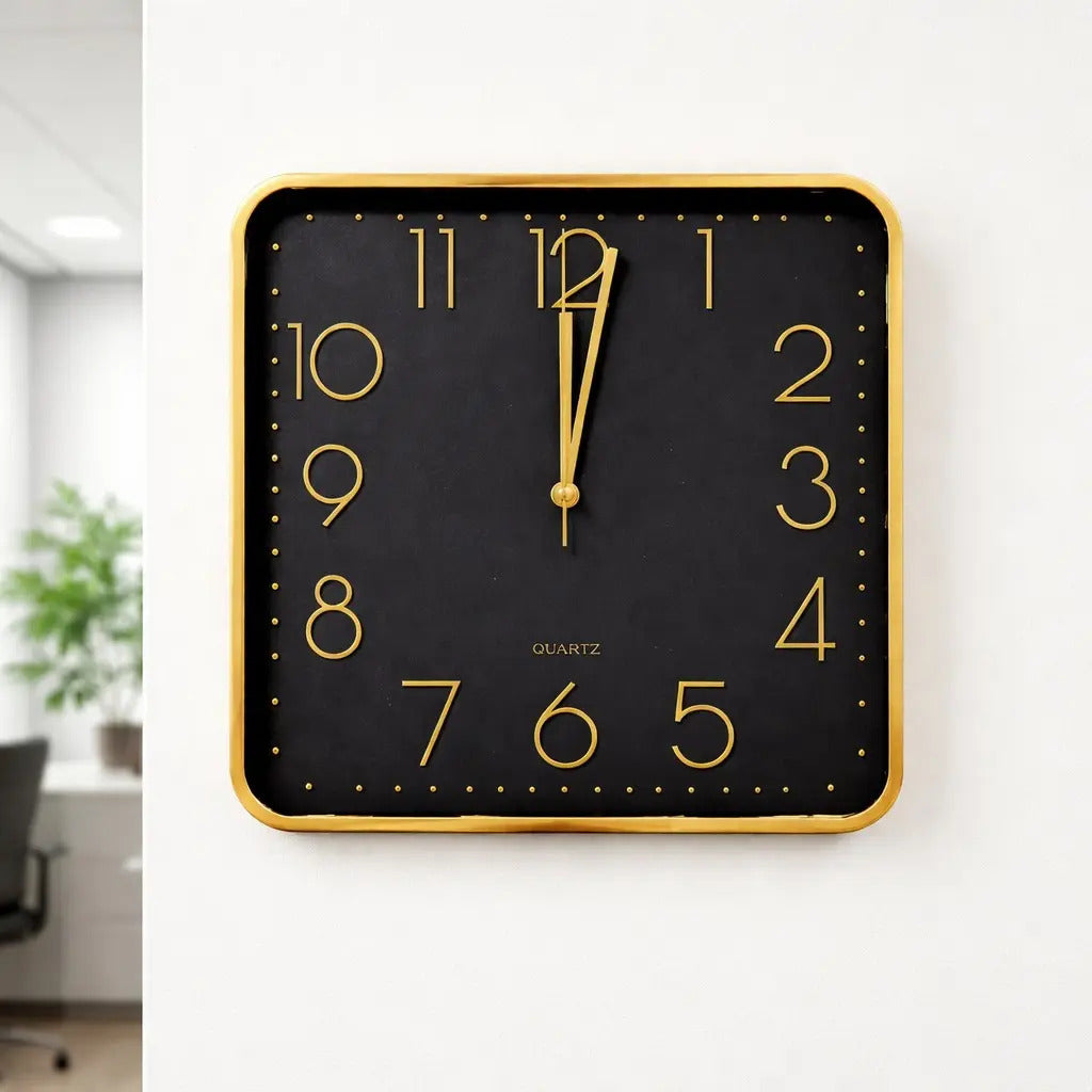 Reloj De Pared Moderno 30x4x30cm Dorado Negro Rosa Champang