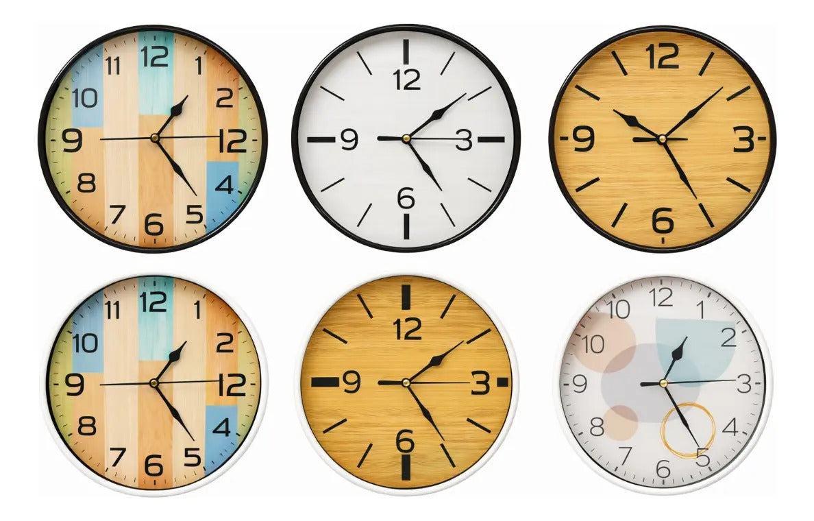Reloj De Pared 24x4x24 Cm Minimalista 6 Diseños Diferentes