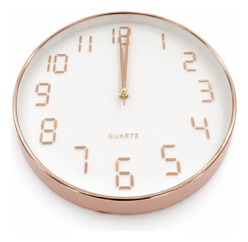 Reloj De Pared Elegante 30x4x30 3 Colores Dorado Rosa Plata
