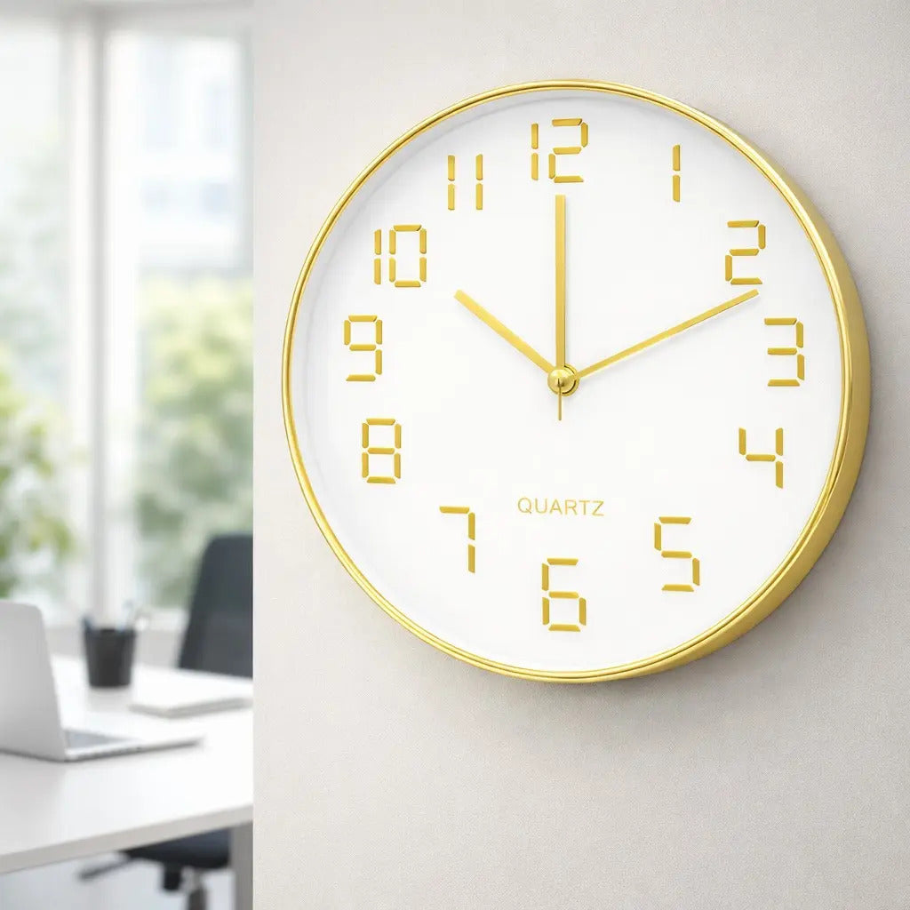 Reloj De Pared Elegante 30x4x30 3 Colores Dorado Rosa Plata