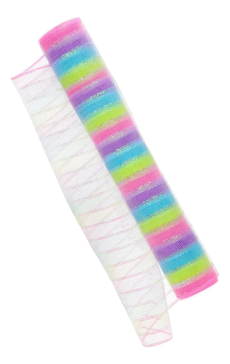 Malla Navideña lluvia Multicolor Pastel Plata 52 Cm 9 Metros