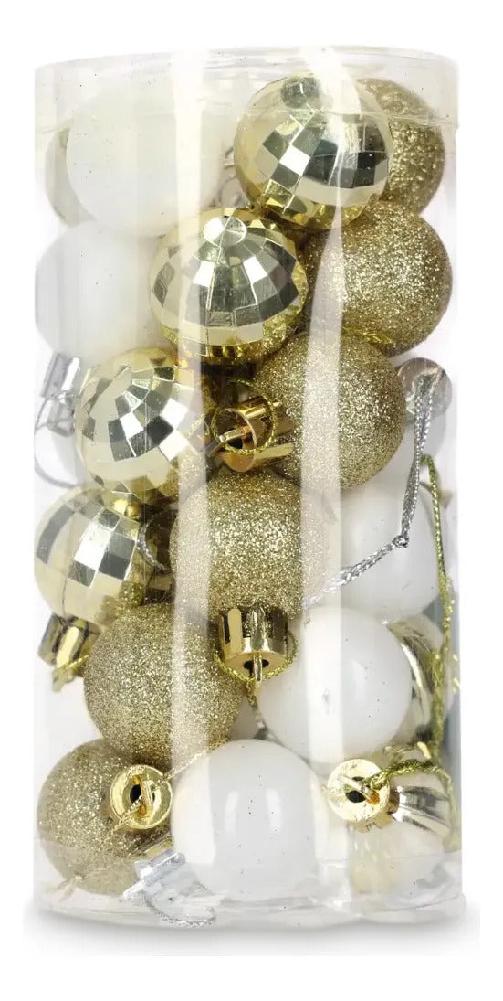 Set Esferas Navideñas Lluvia 30 Piezas 4 Diseños 3 Cm