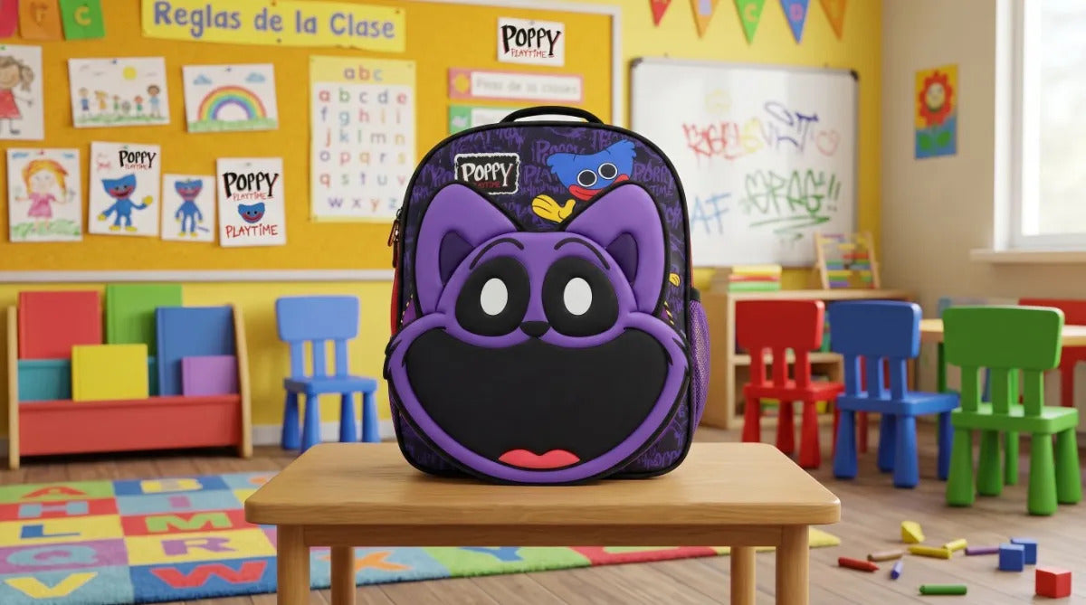 Mochila Escolar Ruz Poppy Playtime Morada Con Relieve 3d