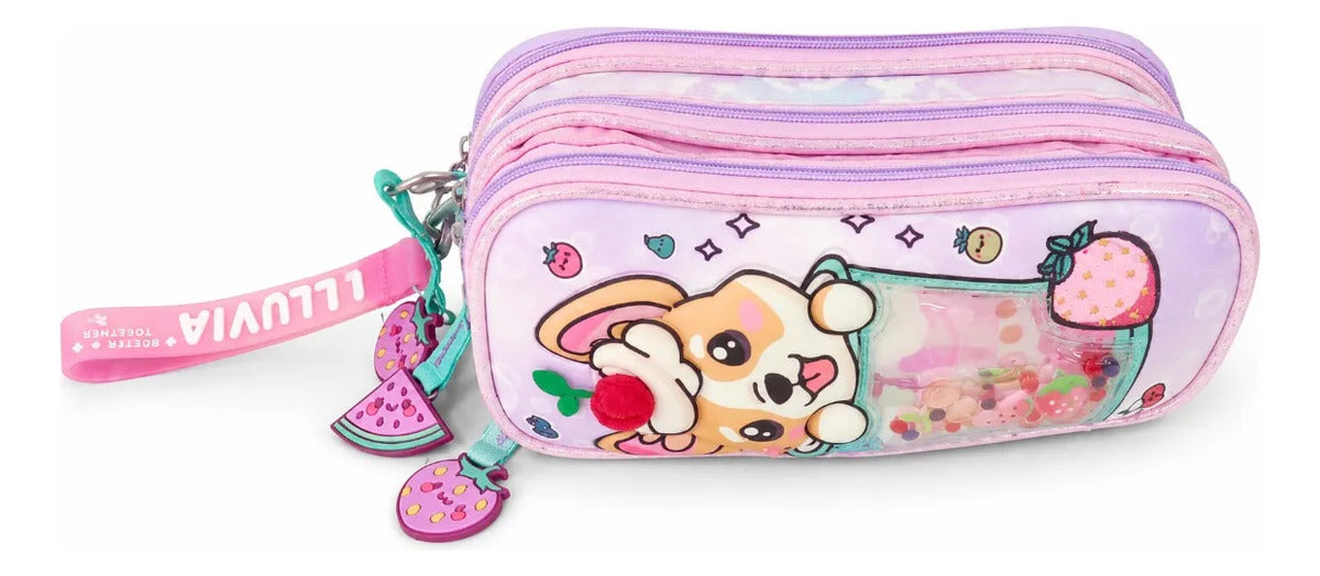 Lapicera Juvenil Lluvia Con Diseño De Perrito Y Vaso 3d