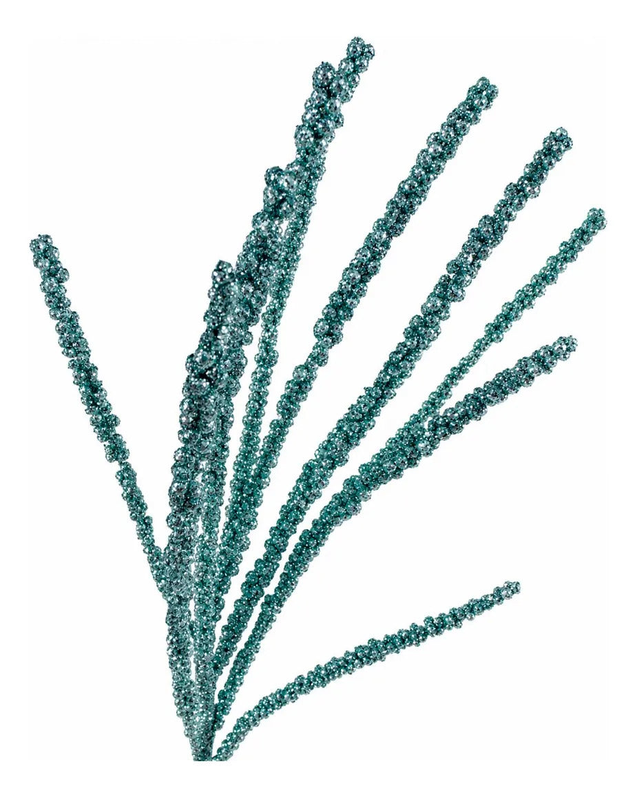Vara Navideña Lluvia Azul Aqua con Pequeñas Bayas 70cm