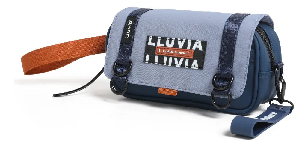 Lapicera Lluvia Azul Marino Y Naranja Diseño Urbano Escolar