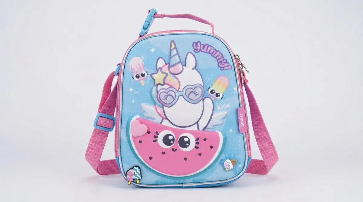 Lonchera Escolar Ruz Onix Unicornio Con Charms Decorativos
